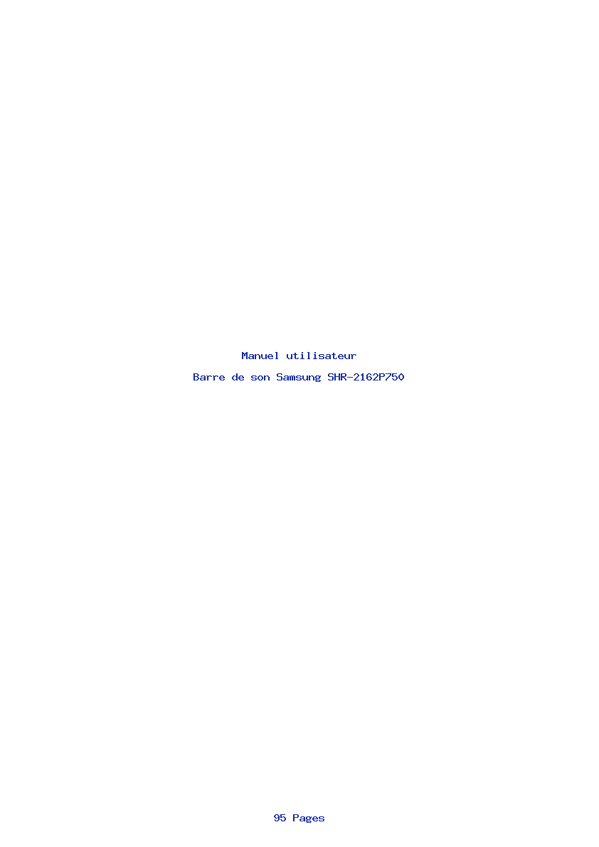 Page 1 de la notice Manuel utilisateur Samsung SHR-2162P750