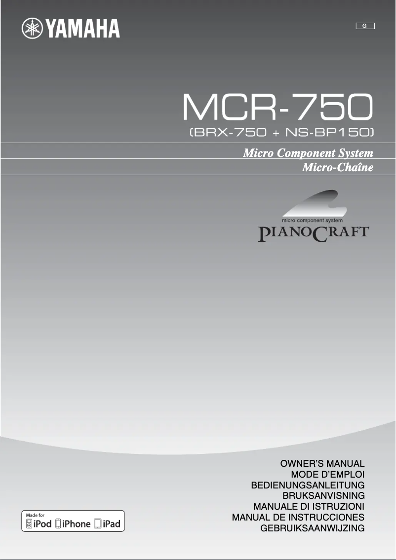 Page 1 de la notice Manuel utilisateur Yamaha MCR-750