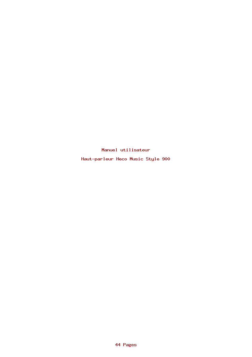 Page 1 de la notice Manuel utilisateur Heco Music Style 900