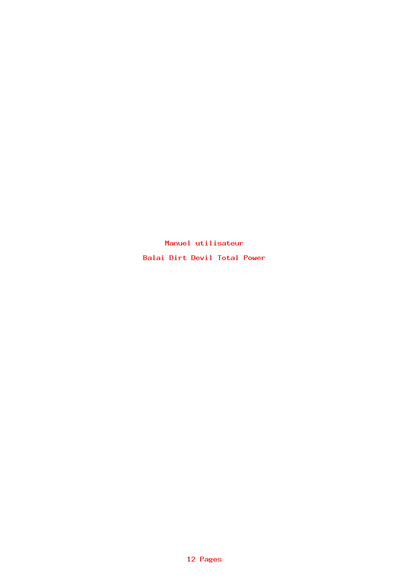 Page 1 de la notice Manuel utilisateur Dirt Devil Total Power