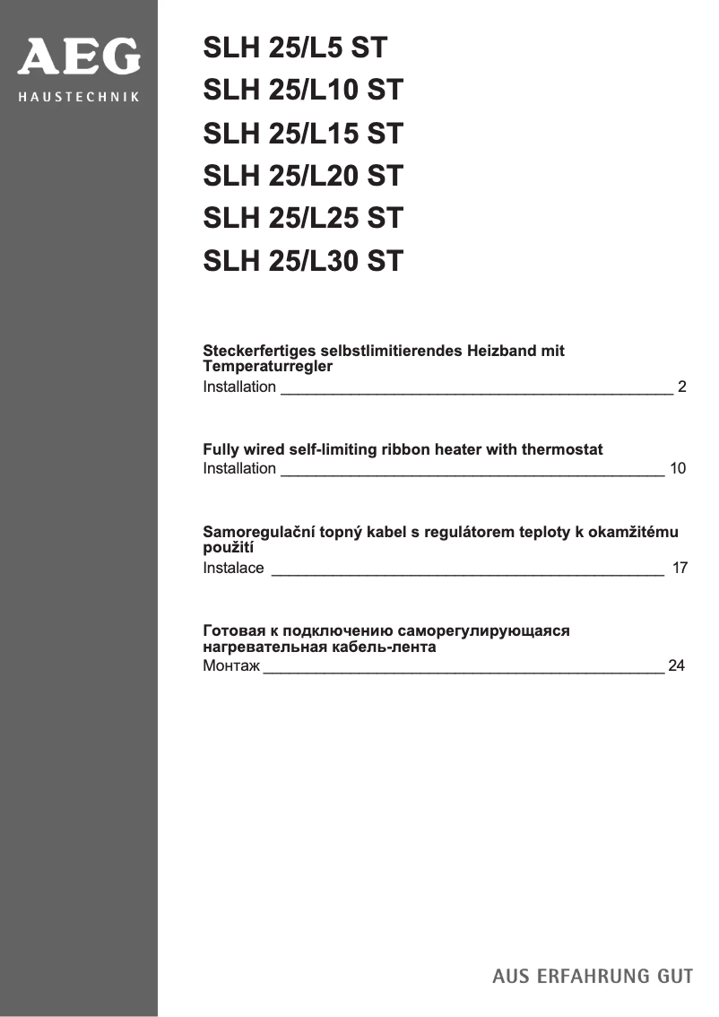 Page 1 de la notice Manuel utilisateur AEG SLH 25/L25 ST