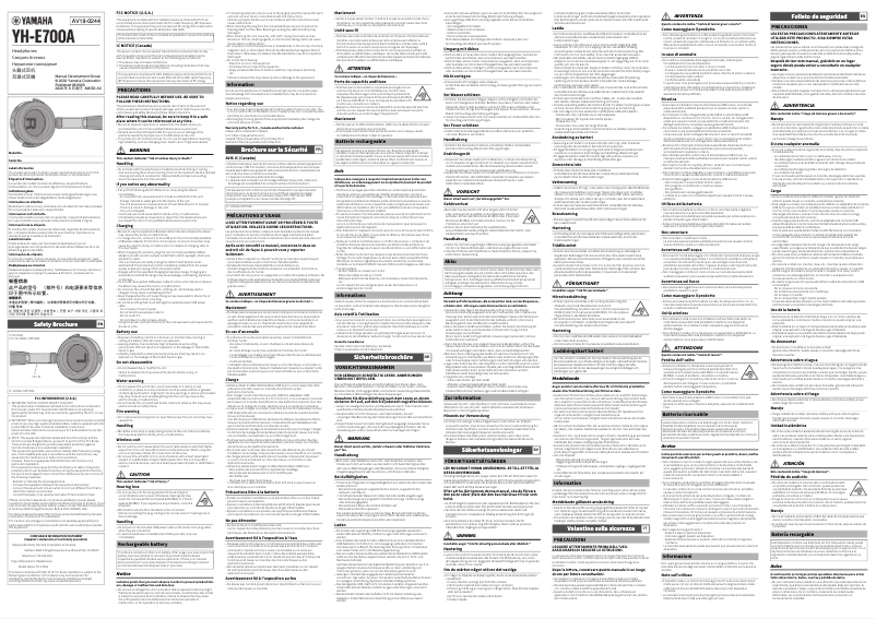 Page 1 de la notice Instructions de sécurité Yamaha YH-E700A