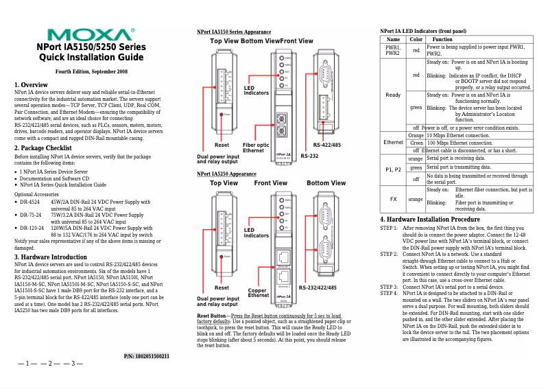 Page 1 of the manual User Manual Moxa NPort IA-5250