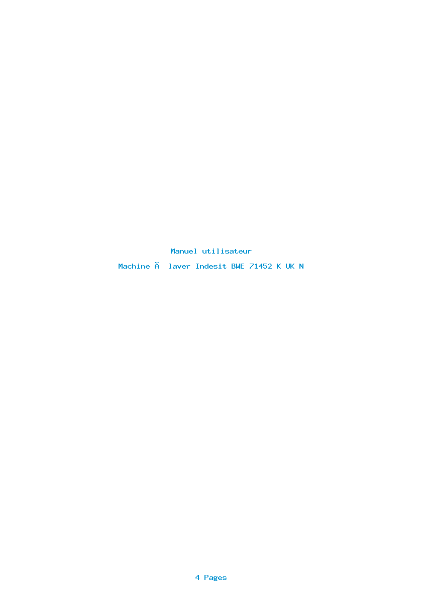 Page 1 de la notice Manuel utilisateur Indesit BWE 71452 K UK N