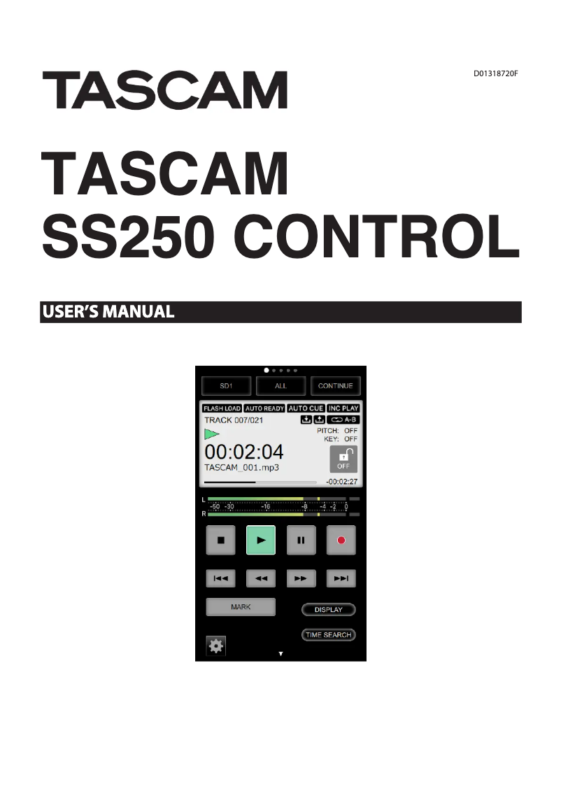 Page 1 de la notice Manuel utilisateur Tascam SS250 Control