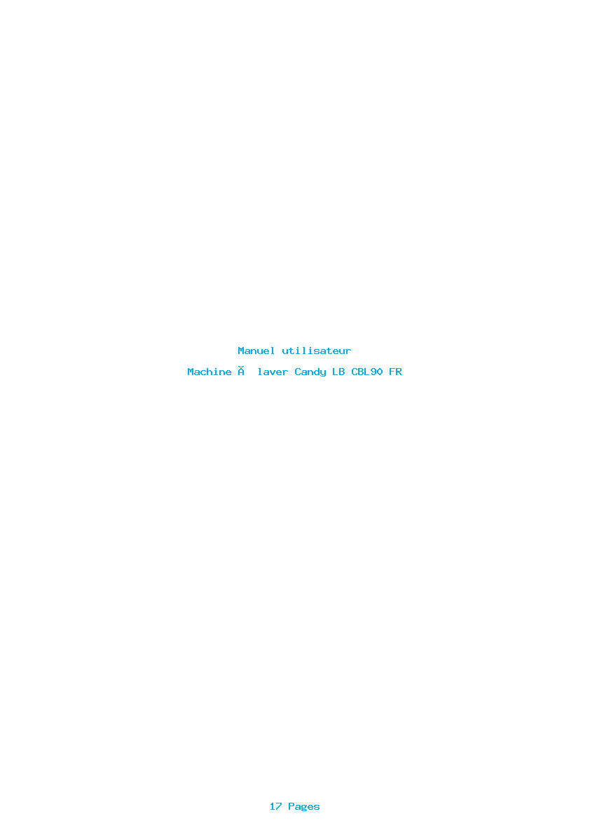 Page 1 de la notice Manuel utilisateur Candy LB CBL90 FR