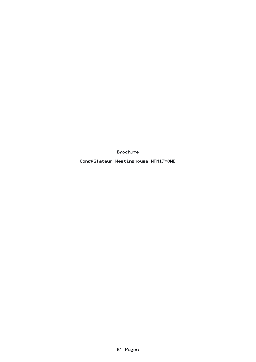 Page 1 de la notice Brochure Westinghouse WFM1700WE