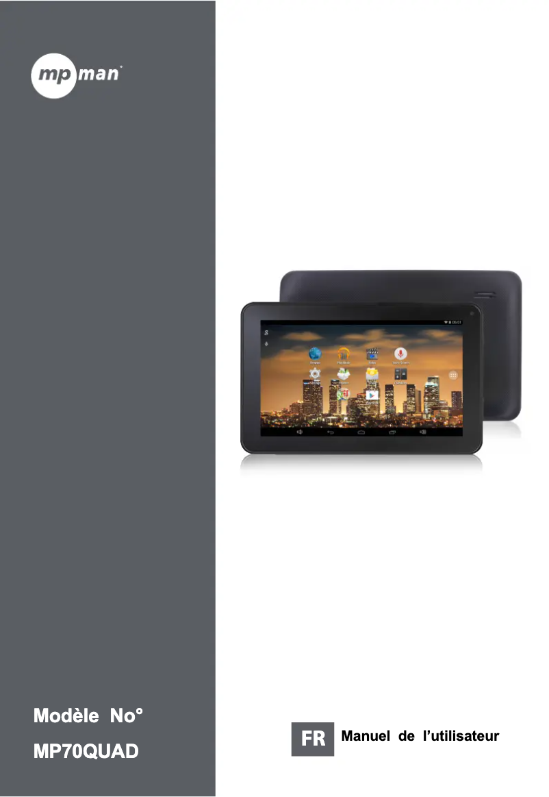 Page 1 de la notice Manuel utilisateur Mpman MP70QUAD
