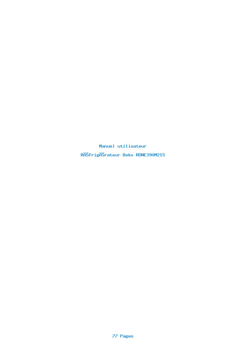 Page 1 de la notice Manuel utilisateur Beko RDNE390M21S