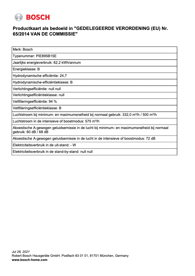 Page 1 de la notice Mode d'emploi Bosch PIE895B15E