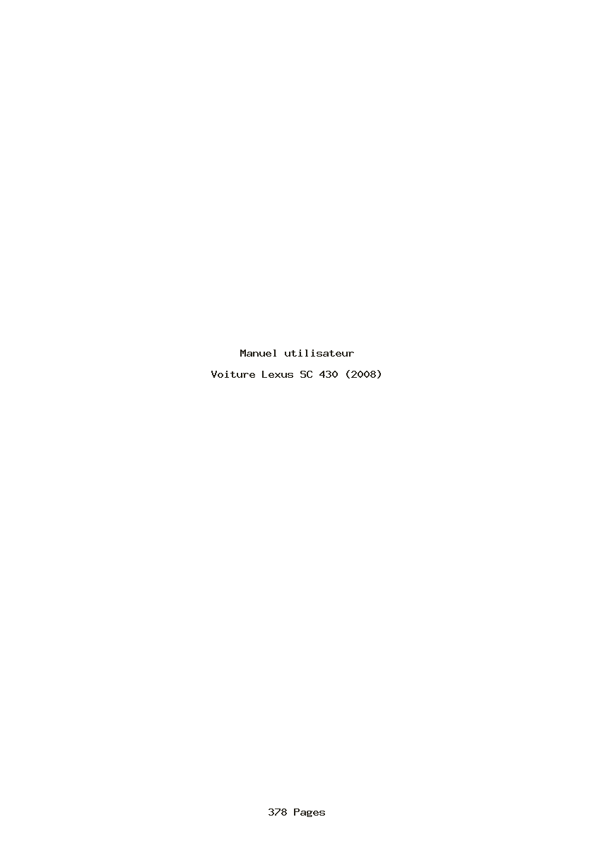 Page 1 de la notice Manuel utilisateur Lexus SC 430 (2008)