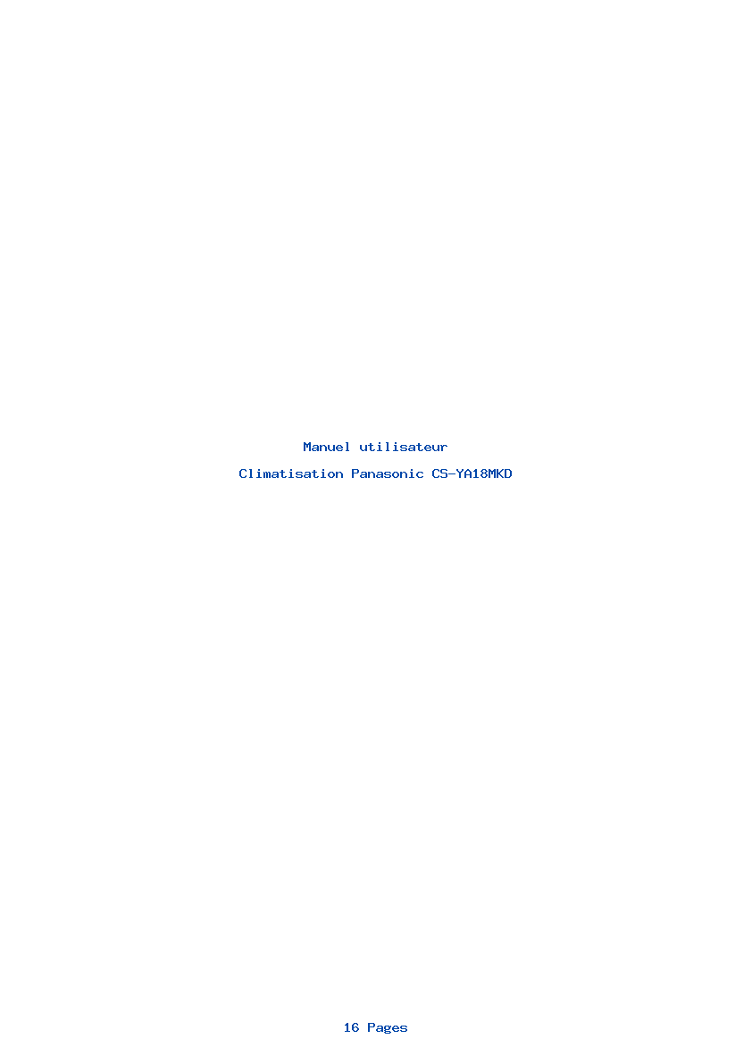 Page 1 de la notice Manuel utilisateur Panasonic CS-YA18MKD