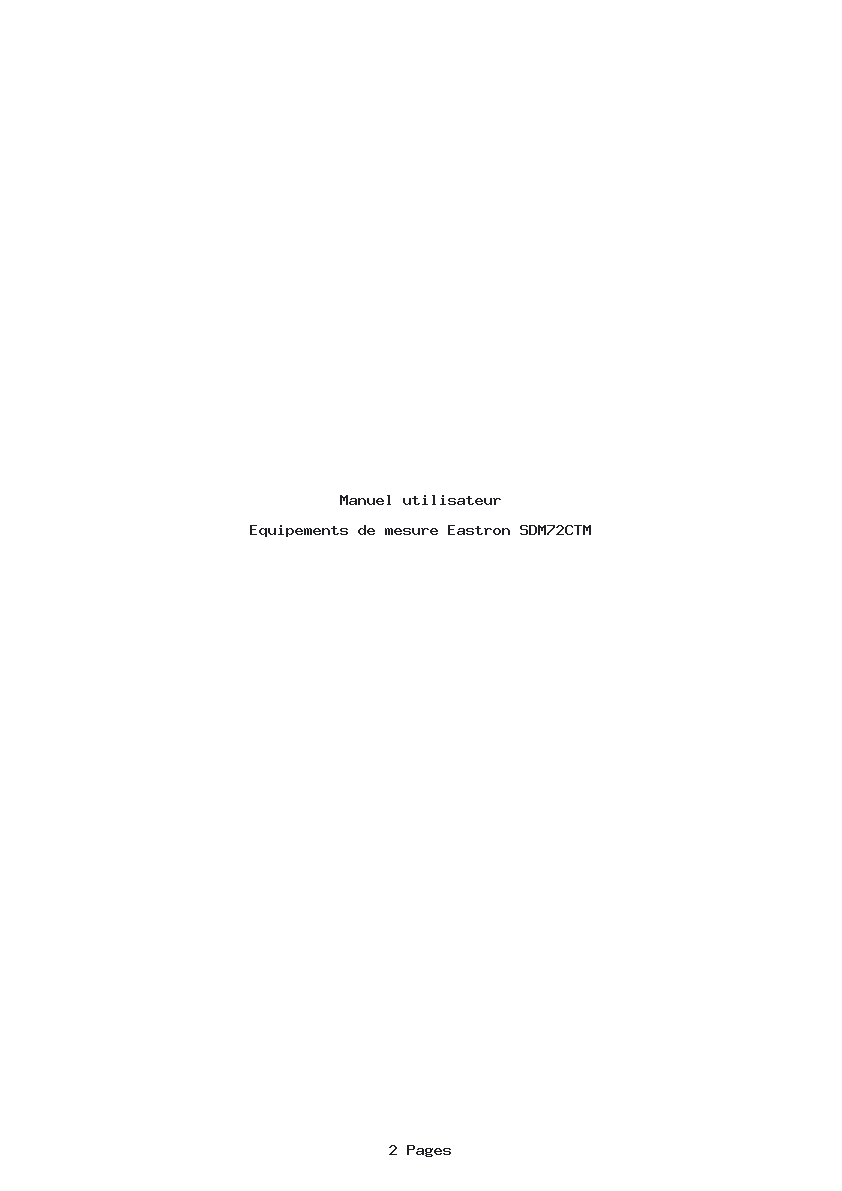 Page 1 de la notice Manuel utilisateur Eastron SDM72CTM