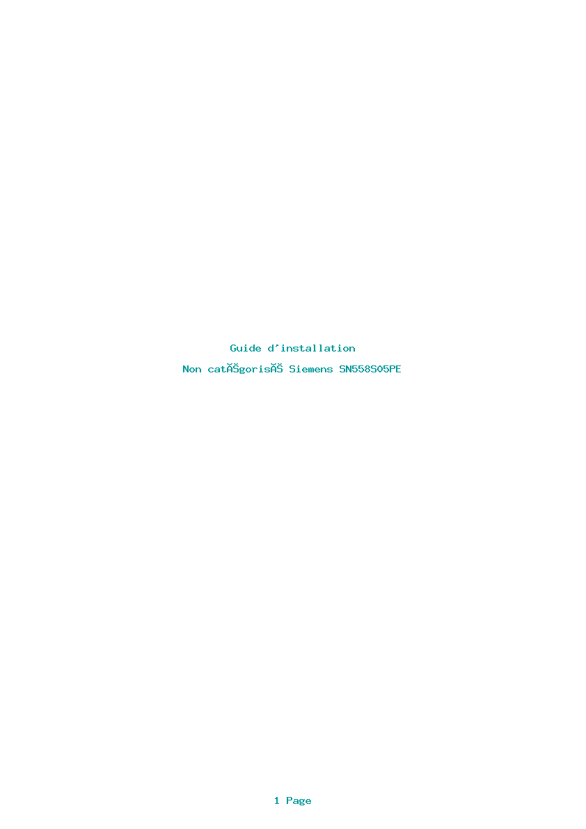 Page 1 de la notice Guide d'installation Siemens SN558S05PE