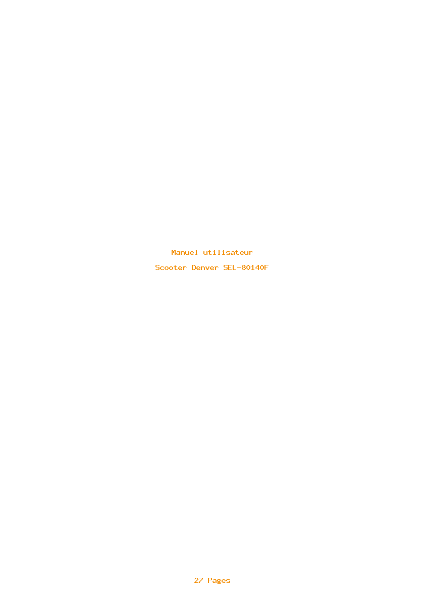 Page 1 de la notice Manuel utilisateur Denver SEL-80140F