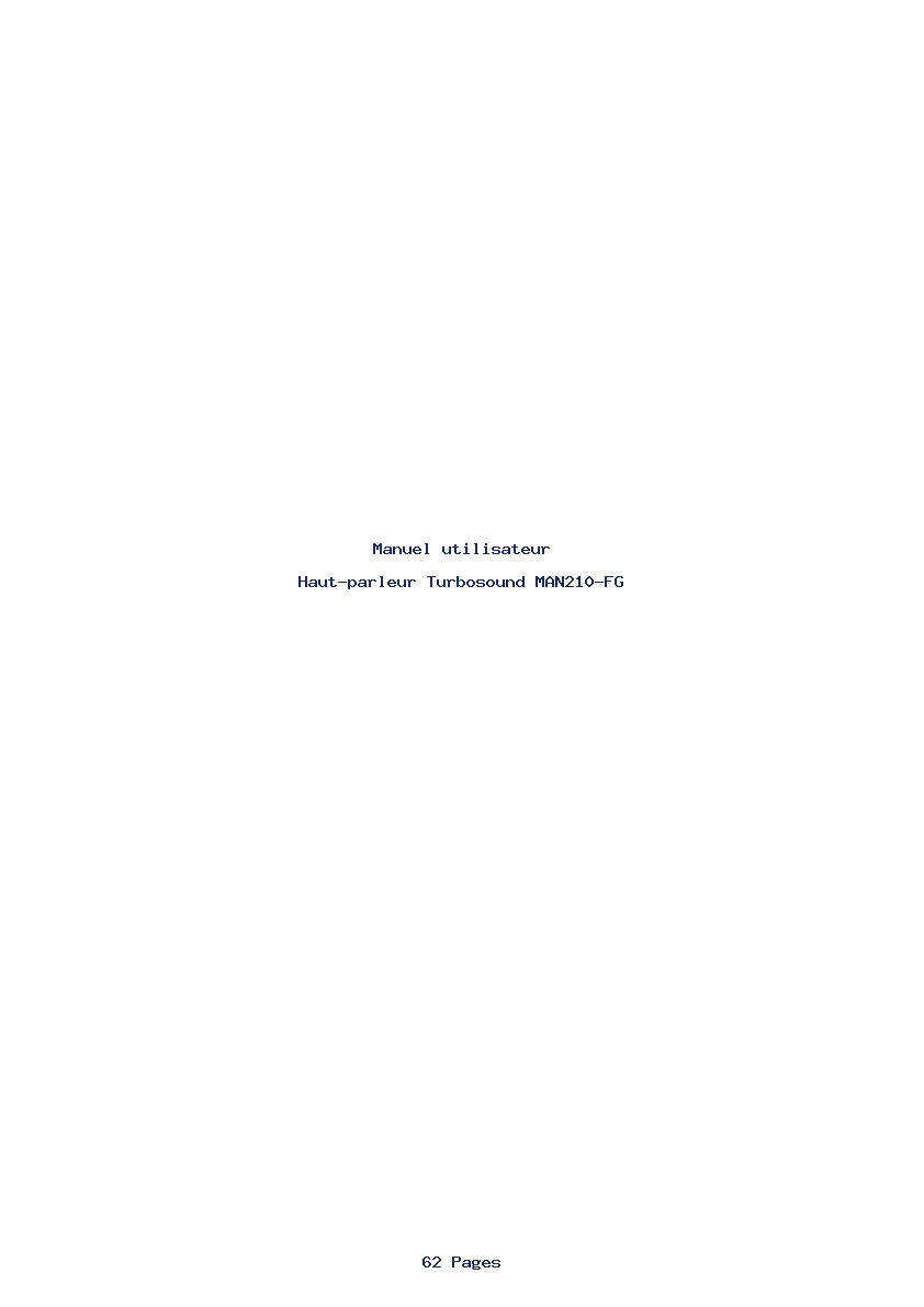 Page 1 de la notice Manuel utilisateur Turbosound MAN210-FG