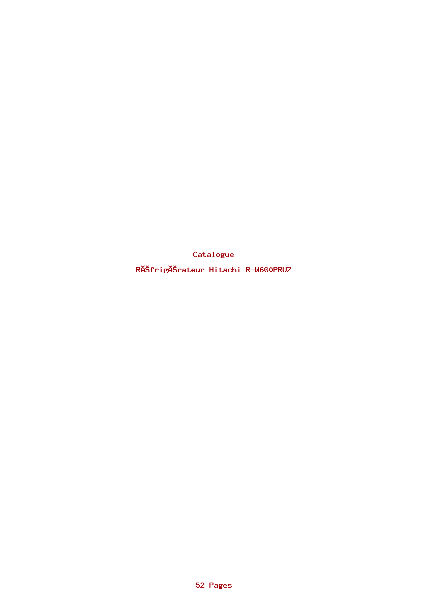 Page 1 de la notice Catalogue Hitachi R-W660PRU7