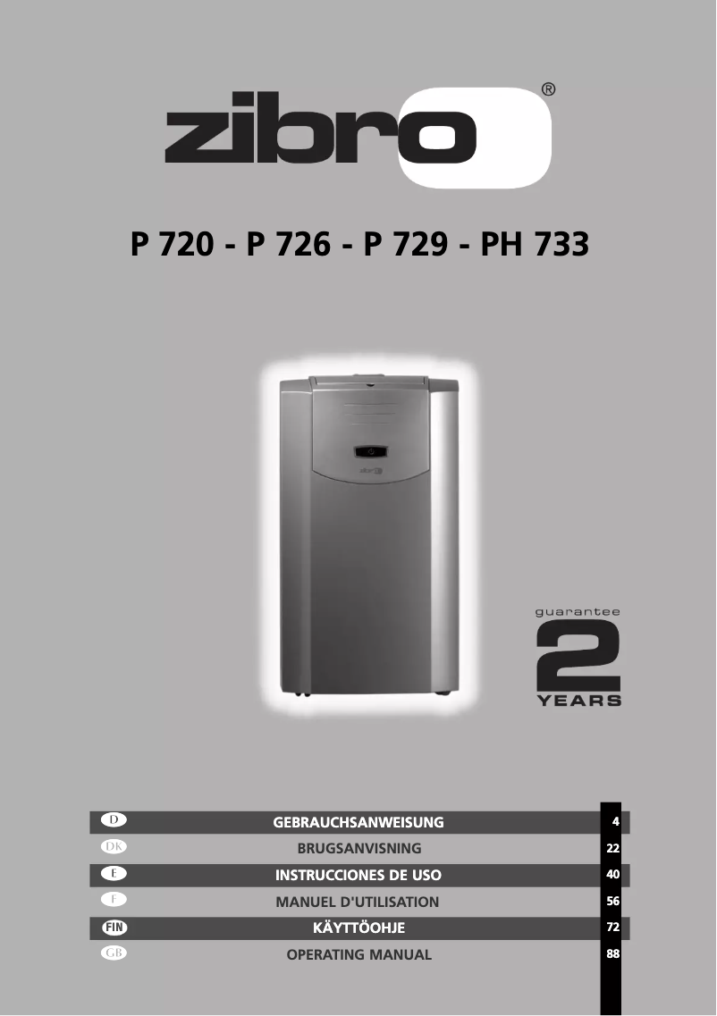 Page 1 de la notice Manuel utilisateur Zibro P 720