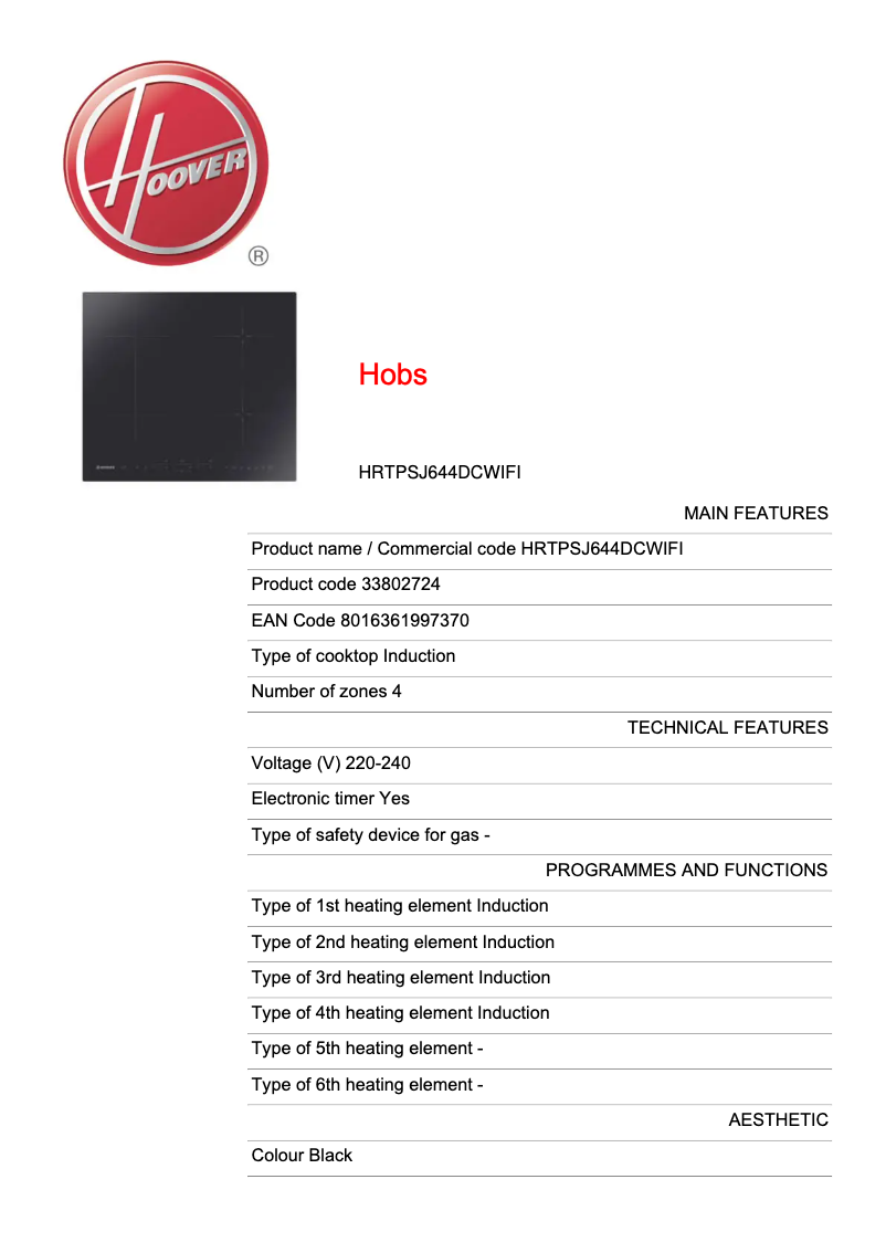 Page 1 de la notice Manuel utilisateur Hoover HRTPSJ644DCWIFI