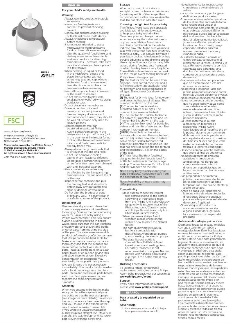 Page 1 de la notice Manuel utilisateur Philips AVENT SCF251