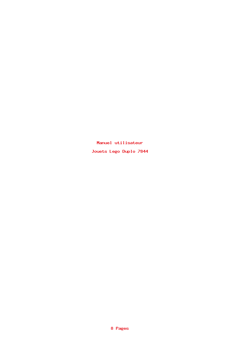 Page 1 de la notice Manuel utilisateur Lego Duplo 7844