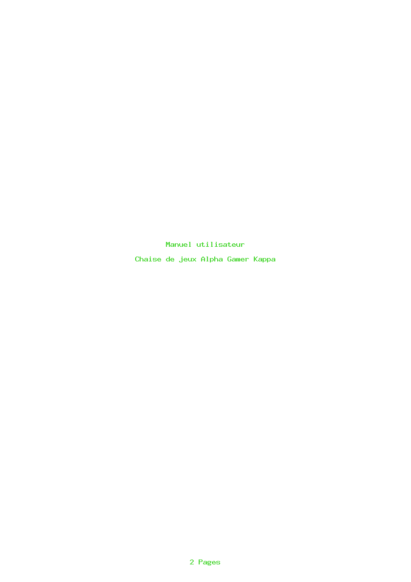 Page 1 de la notice Manuel utilisateur Alpha Gamer Kappa