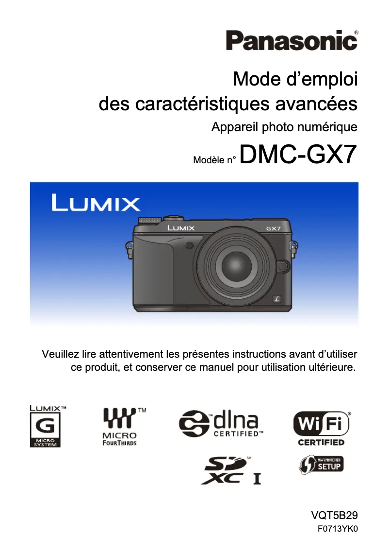 Page 1 of the manual User Manual Panasonic Lumix DMC-GX7