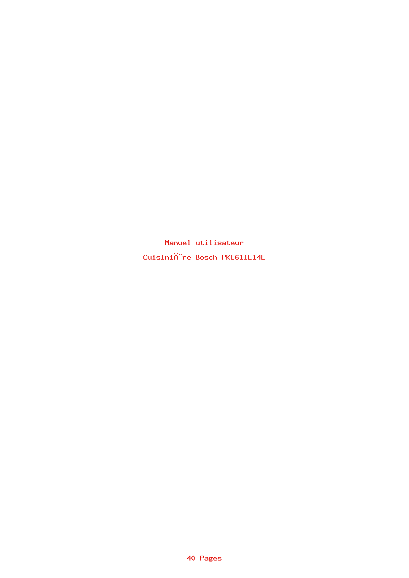 Page 1 de la notice Manuel utilisateur Bosch PKE611E14E