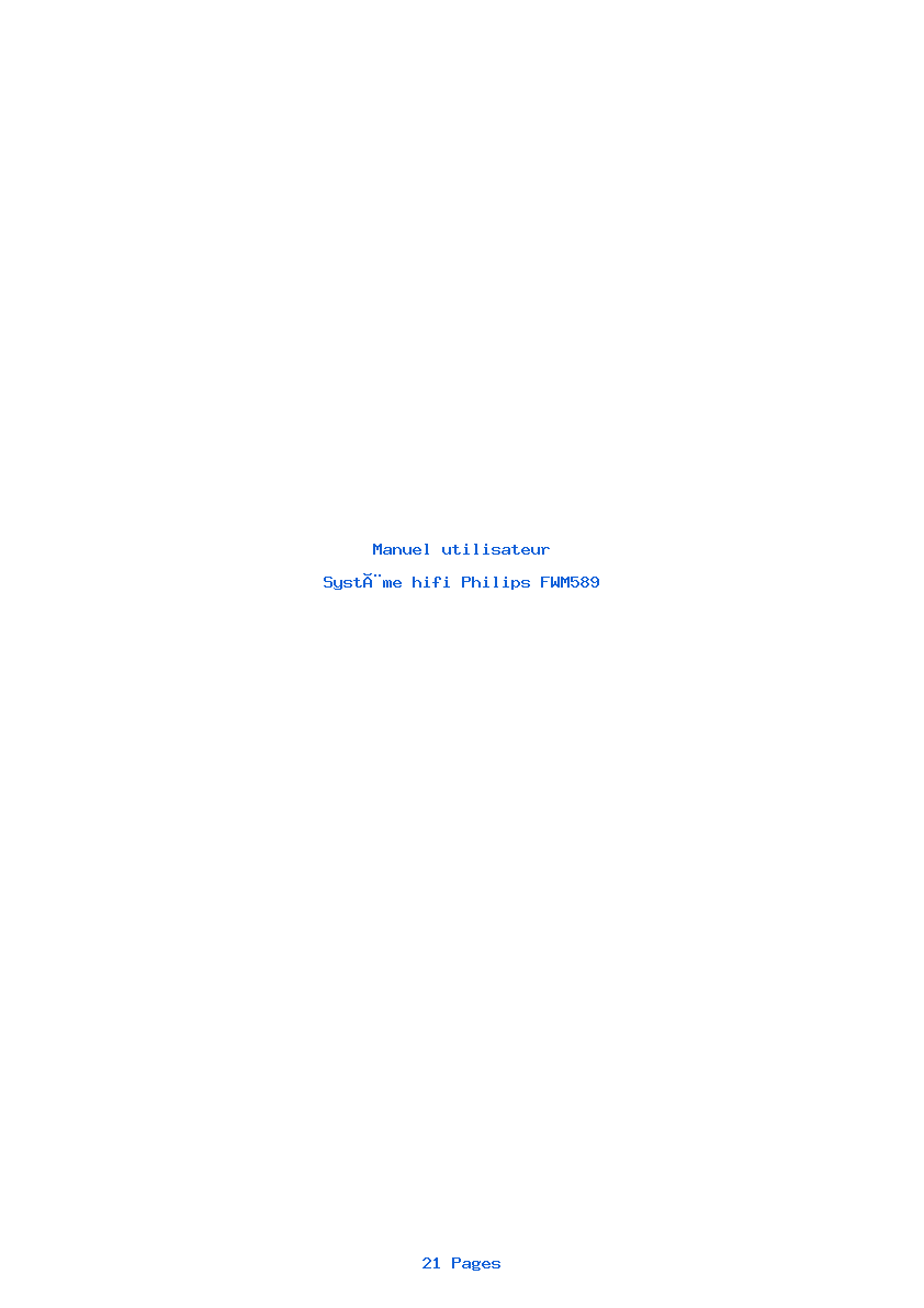 Page 1 de la notice Manuel utilisateur Philips FWM589