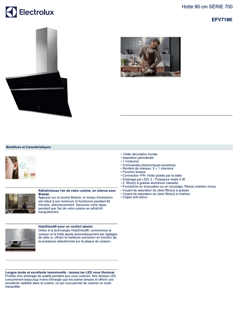 Página 1 del manual Ficha técnica Electrolux EFV719K