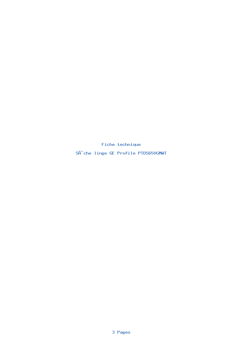 Page 1 de la notice Fiche technique GE Profile PTDS650GMWT