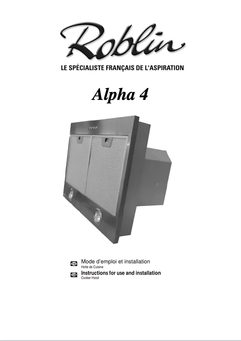 Page 1 de la notice Manuel utilisateur Roblin Alpha 57