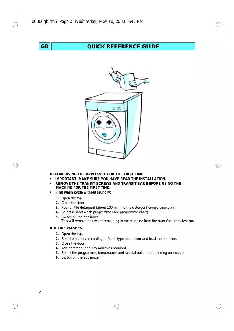 Page 1 de la notice Manuel utilisateur Ignis AWV 422