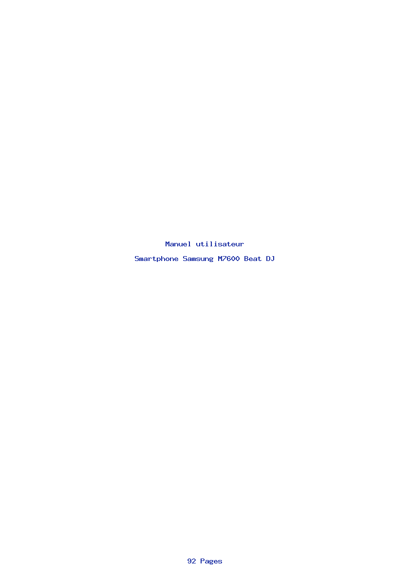 Page 1 de la notice Manuel utilisateur Samsung M7600 Beat DJ