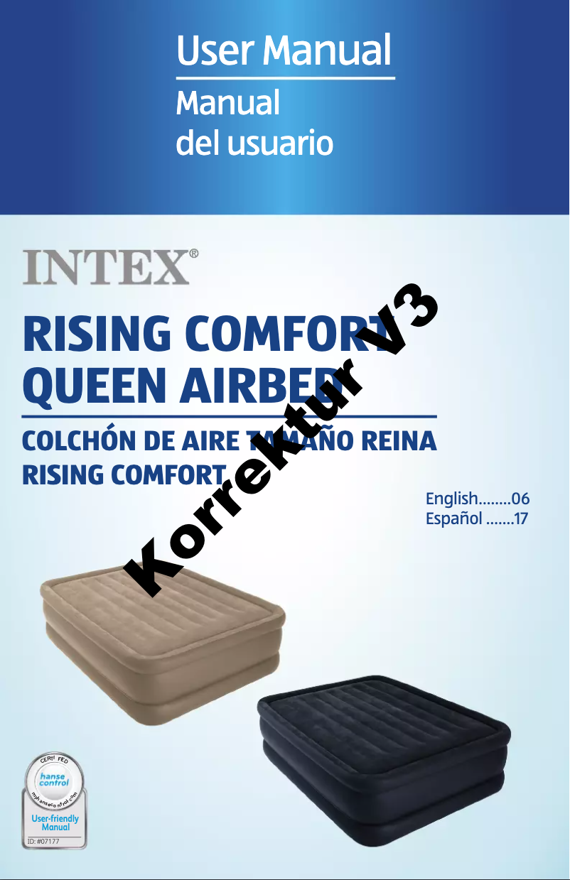 Page 1 de la notice Manuel utilisateur Intex Rising Comfort Queen Airbed