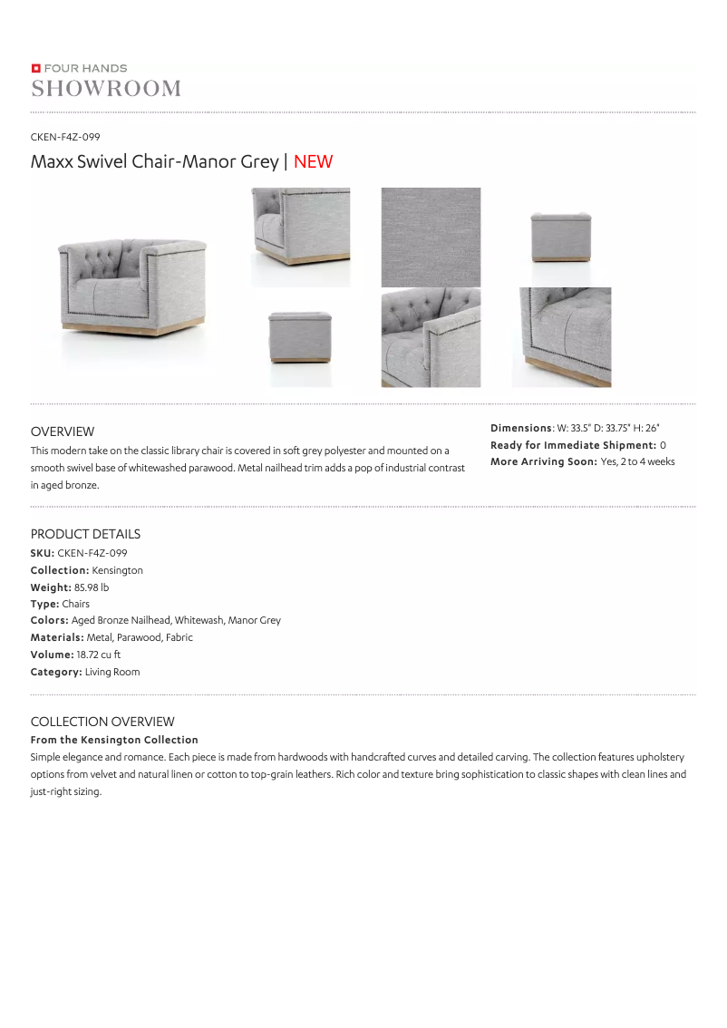 Page 1 de la notice Manuel utilisateur Four Hands CKEN-F4Z-099