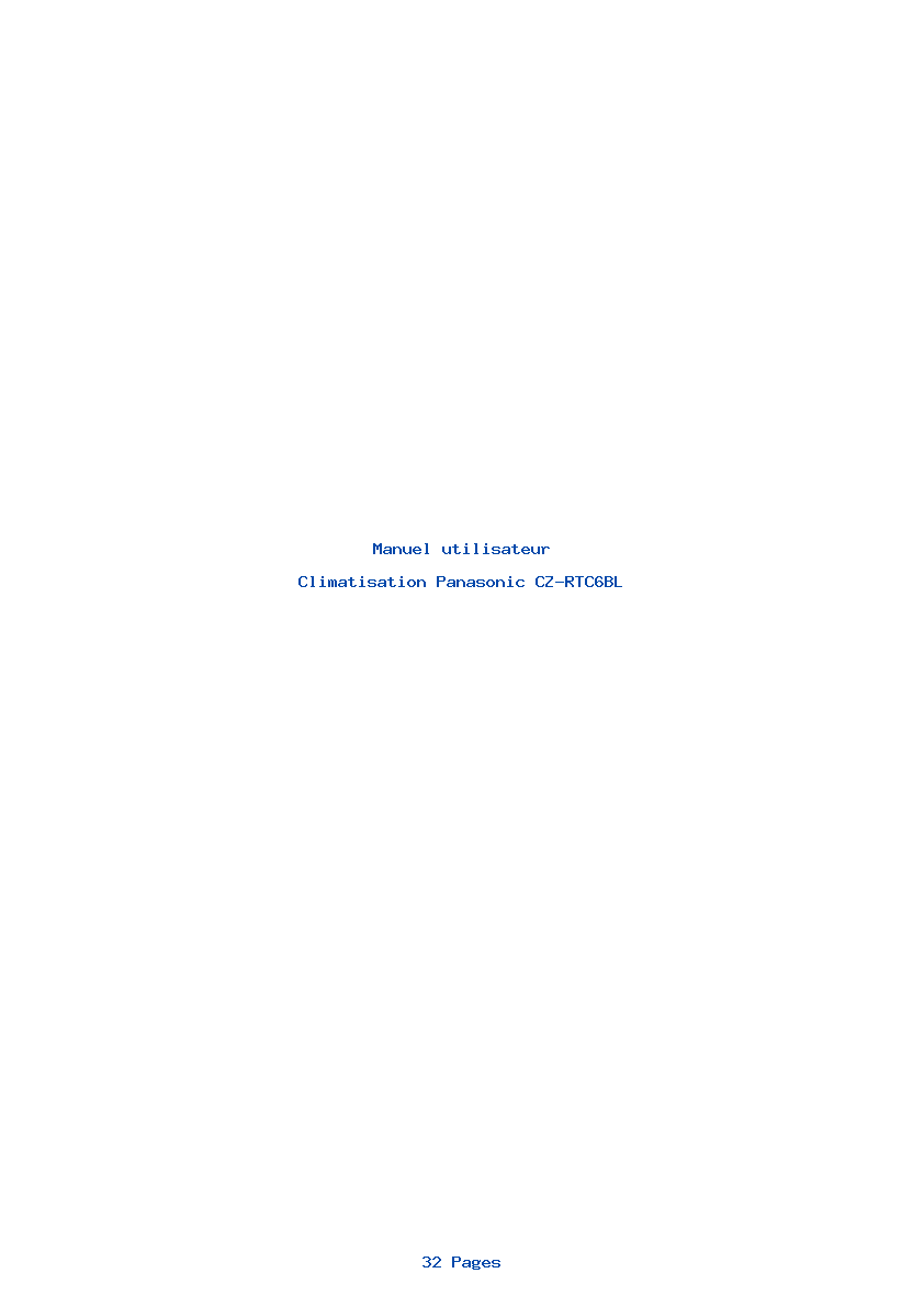 Page 1 de la notice Manuel utilisateur Panasonic CZ-RTC6BL