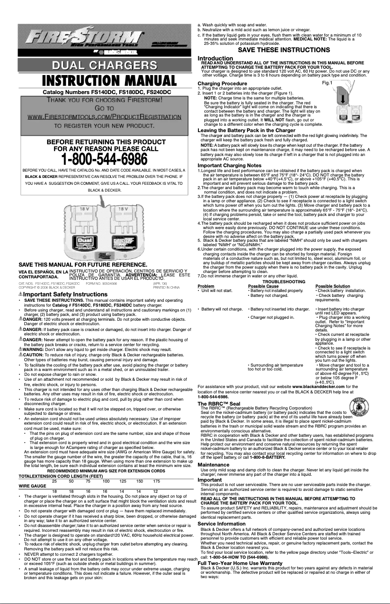 Image de la première page du manuel de l'appareil FS180DC