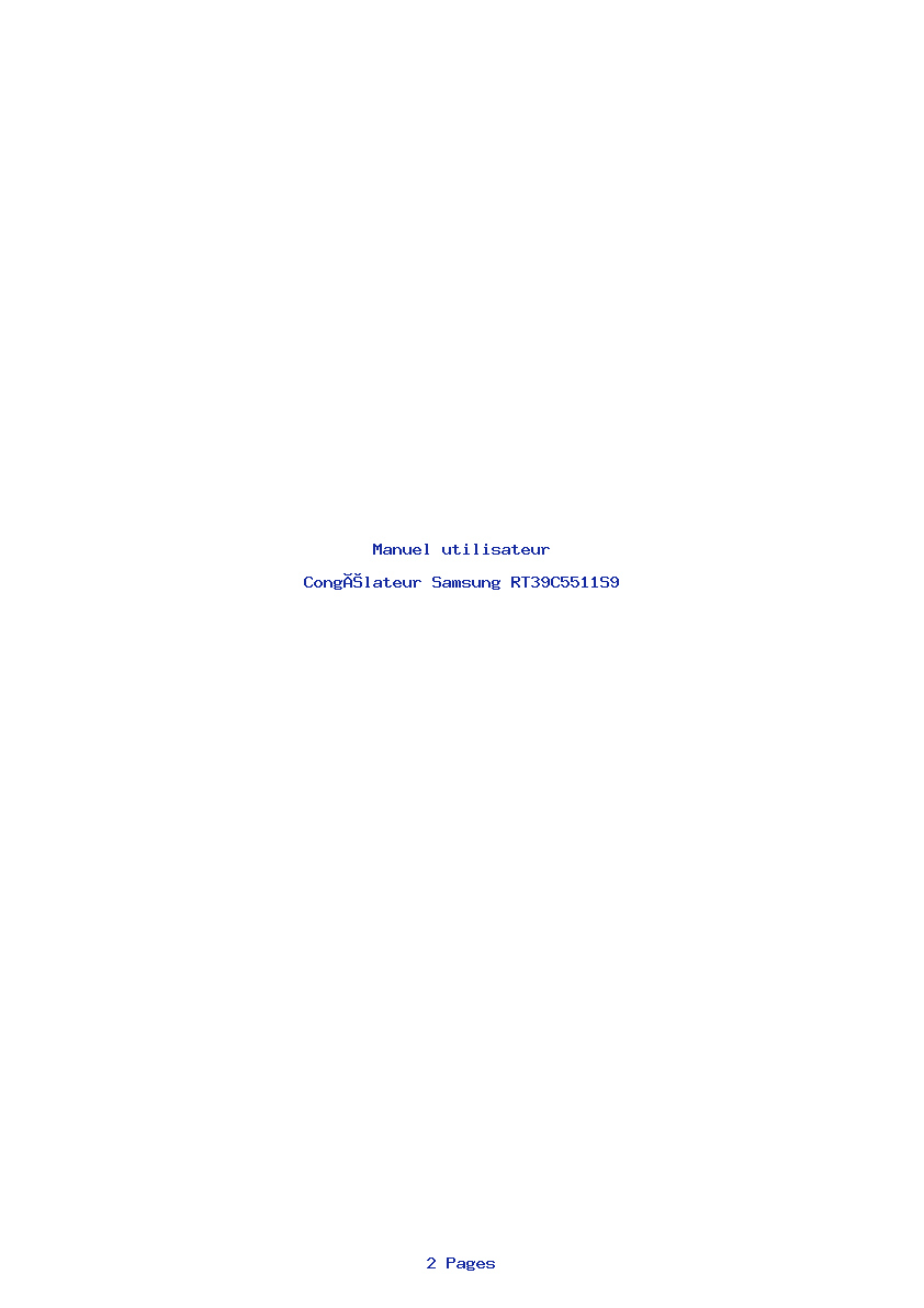 Page 1 de la notice Manuel utilisateur Samsung RT39C5511S9