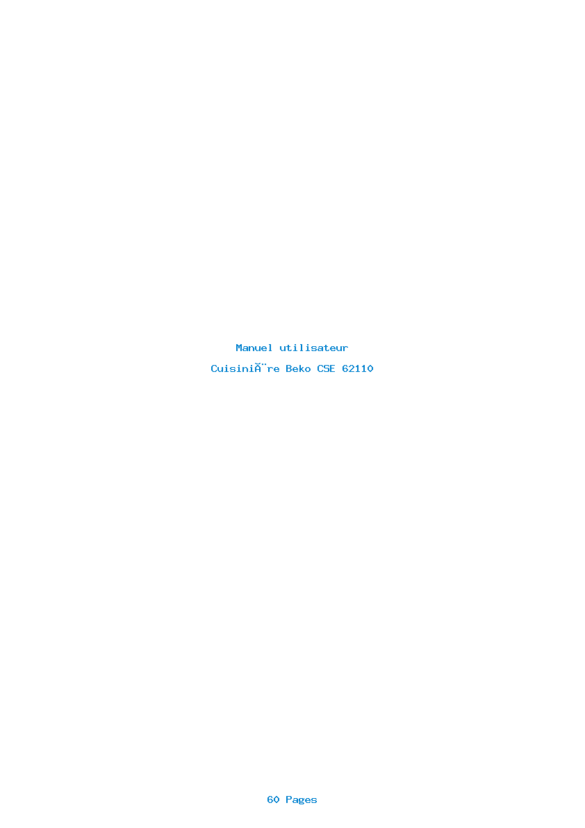 Page 1 de la notice Manuel utilisateur Beko CSE 62110
