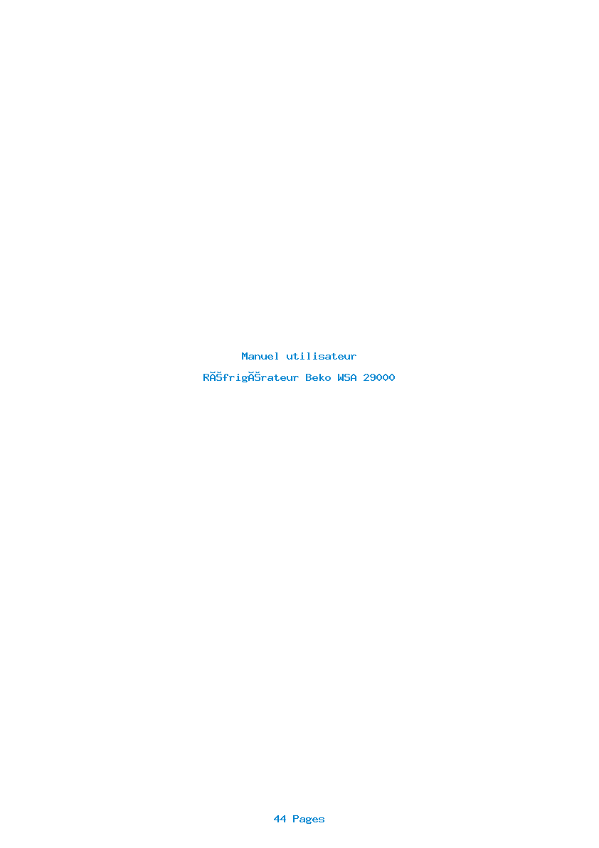 Page 1 de la notice Manuel utilisateur Beko WSA 29000