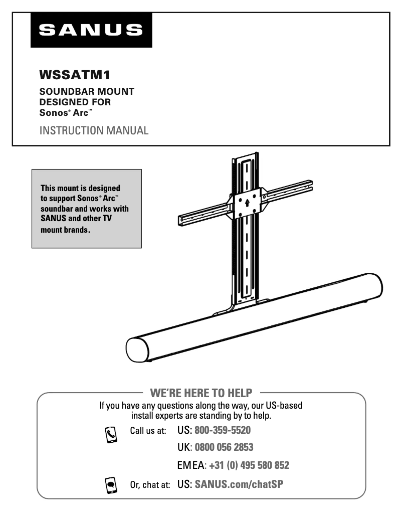 Page 1 de la notice Guide d'installation Sanus WSSATM1