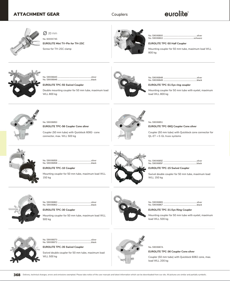 Page 1 de la notice Catalogue Eurolite TPC-50S