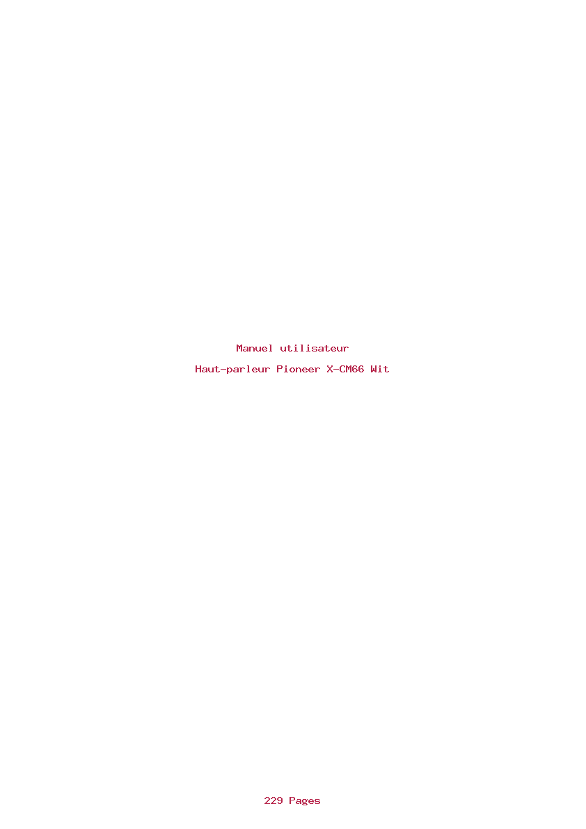 Page 1 de la notice Manuel utilisateur Pioneer X-CM66 Wit