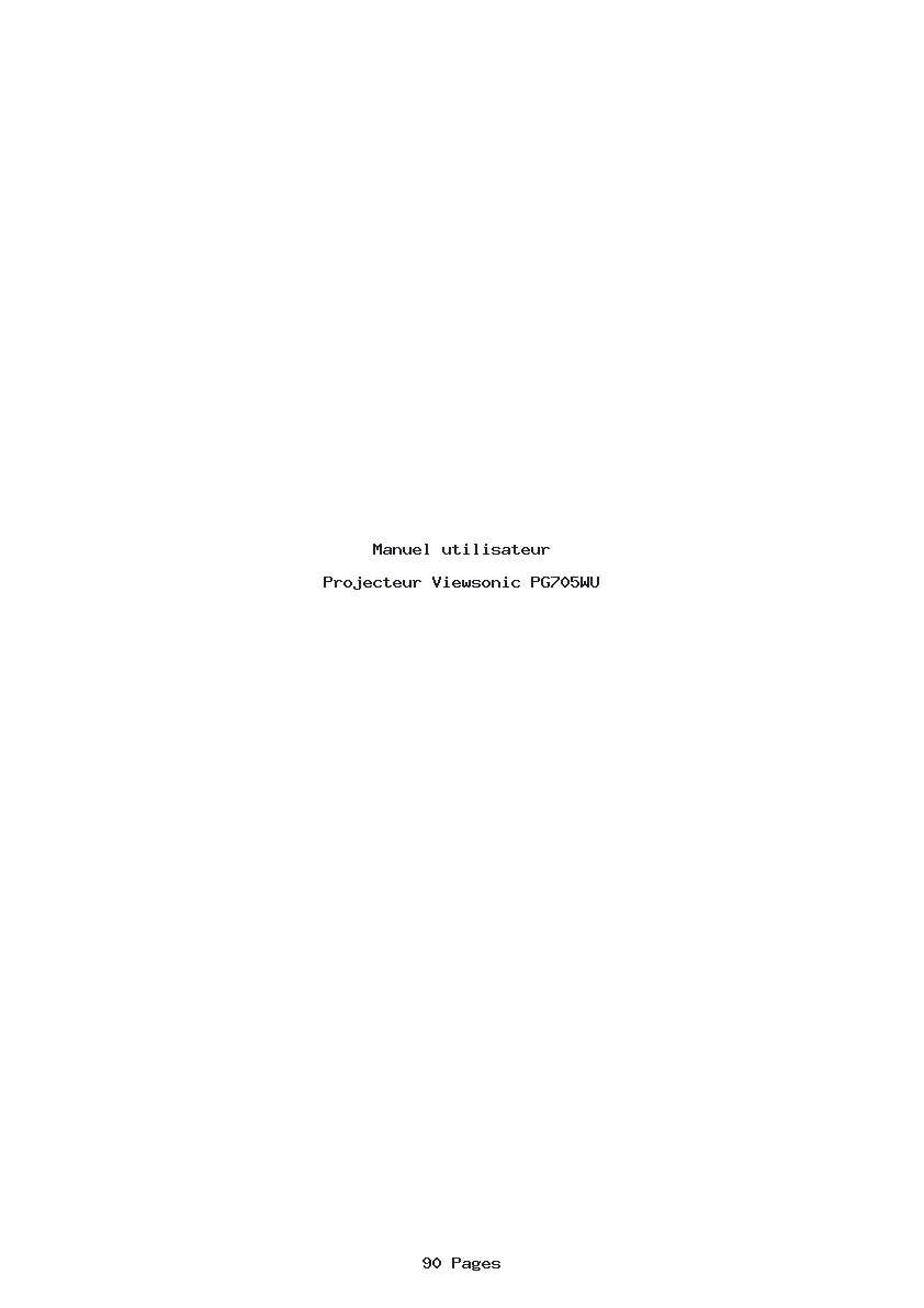 Page 1 de la notice Manuel utilisateur Viewsonic PG705WU