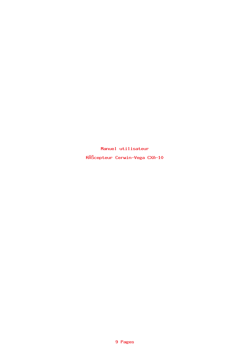 Page 1 de la notice Manuel utilisateur Cerwin-Vega CXA-10