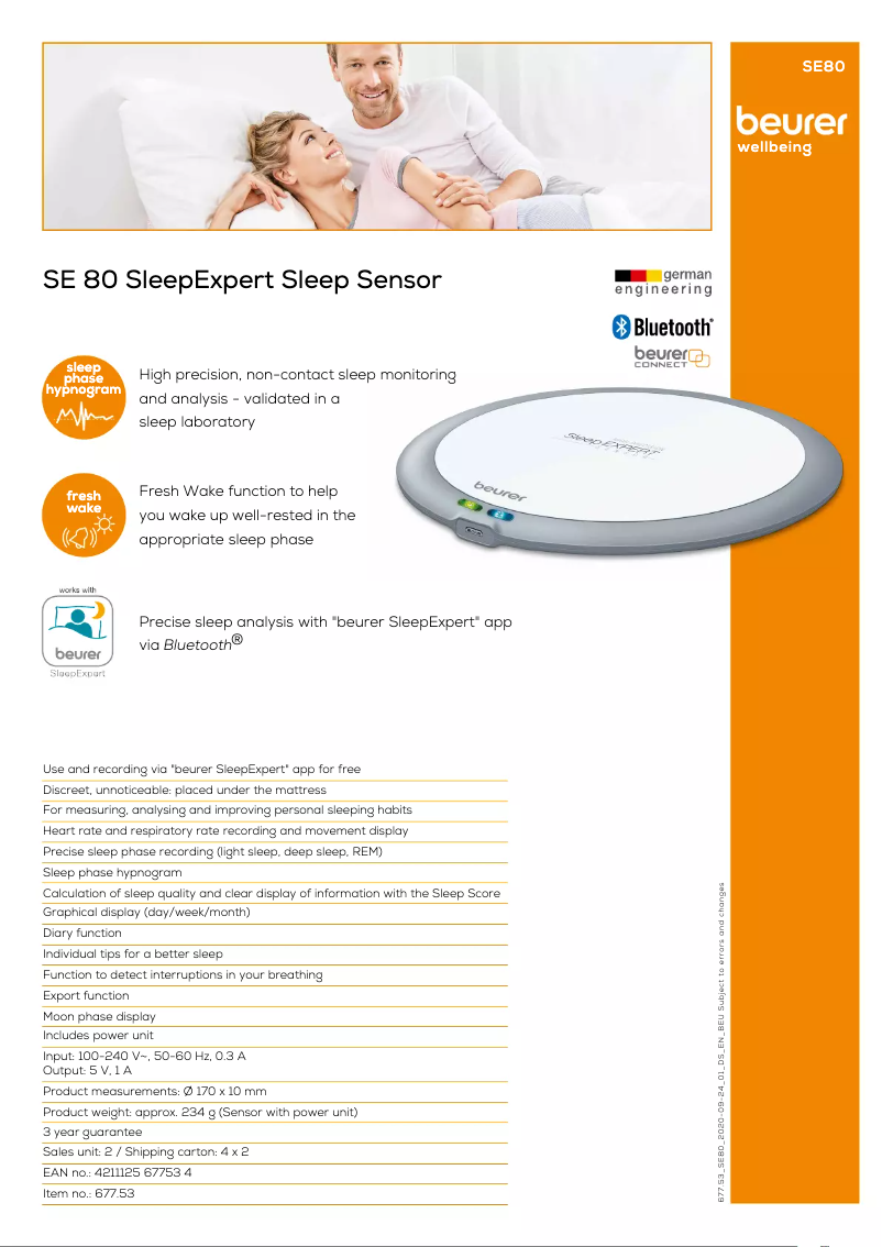 Página 1 del manual Ficha técnica Beurer SE 80