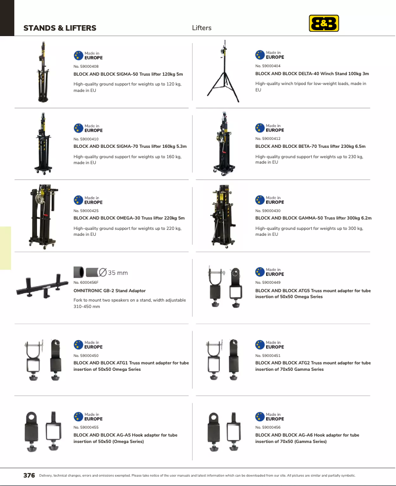 Page 1 de la notice Catalogue Block & Block OMEGA-30