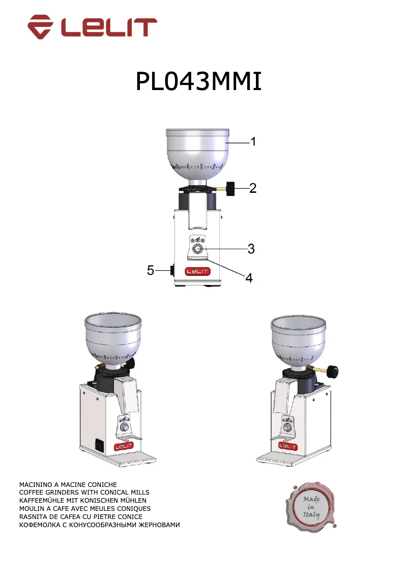 Página 1 del manual Manual de usuario Lelit PL043MMI