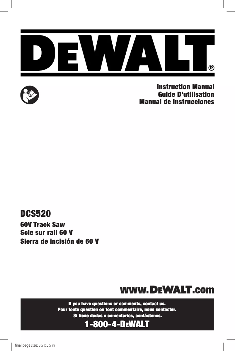 Page 1 de la notice Manuel utilisateur DeWalt DCS520B